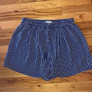 J. Crew Factory Navy and White Checked Flowy Shorts